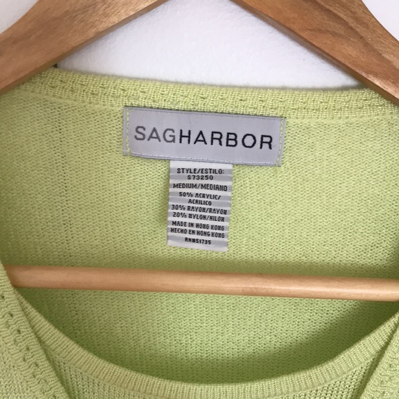 Vintage Sag Harbor Lime Green Shimmer Cami Sweater Duo One Piece, Size Medium - Picture 6 of 12